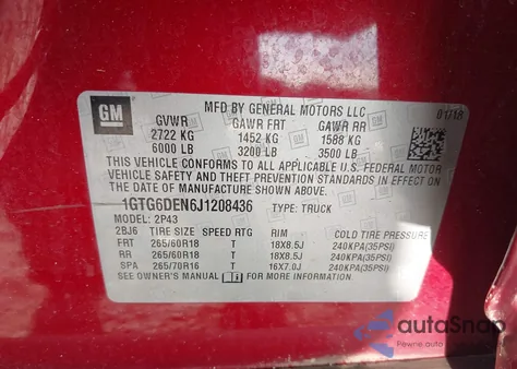 2018 GMC Canyon Slt из США, поврежденный, VIN 1GTG6DEN6J1208436